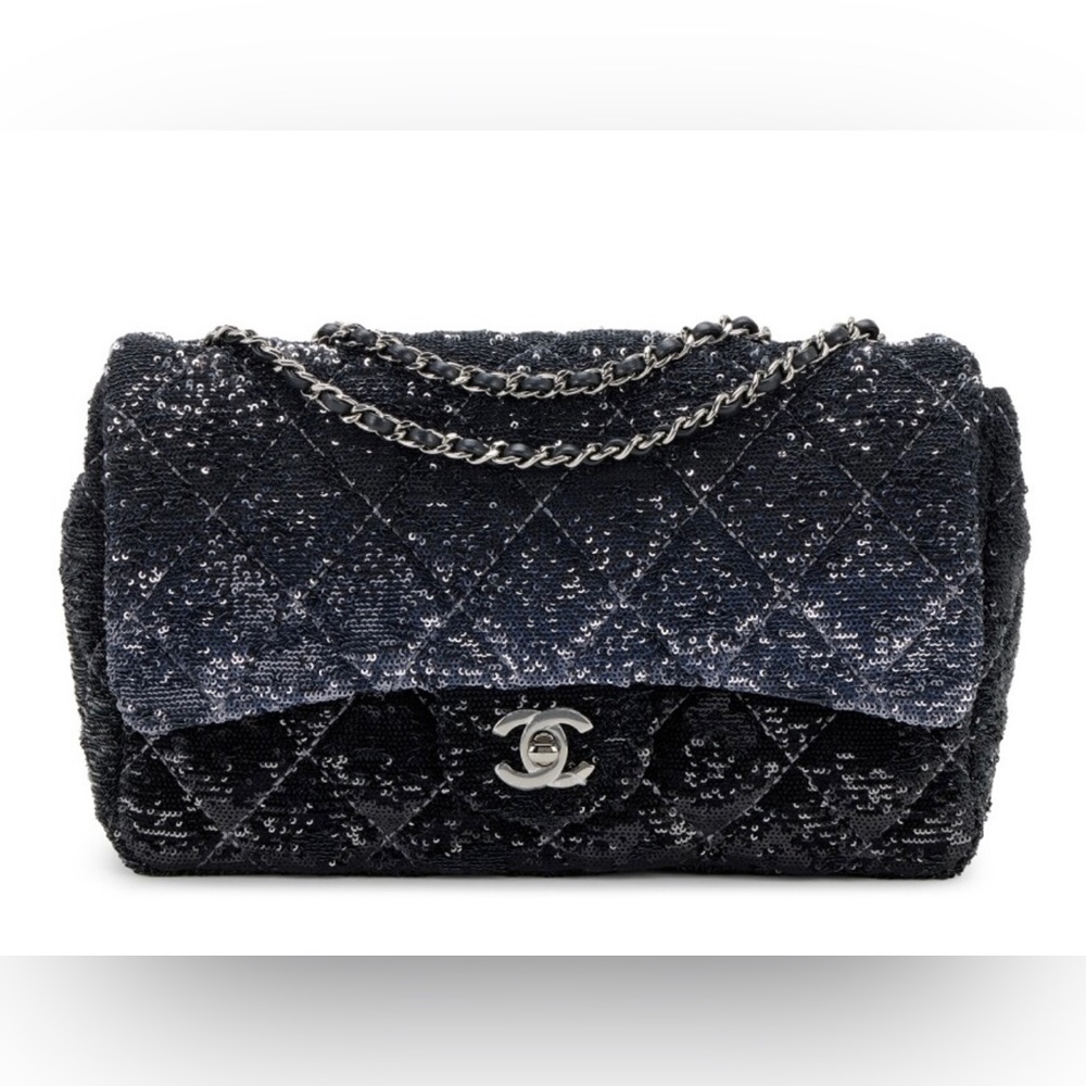 New Authentic Chanel Black and Blue Quilted Reversible